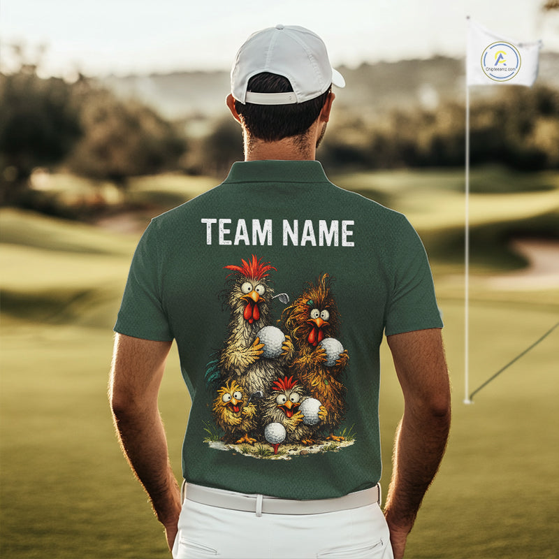 Funny Chicken Golf Polo Shirt Custom Team Name Personalized Golfer Polo Funny Rooster Golf
