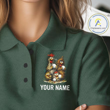 Load image into Gallery viewer, Funny Chicken Womens Golf Polo Shirt Custom Team Name Personalized Golfer Polo Funny Rooster Golf