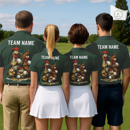 Funny Chicken Golf Polo Shirt Custom Team Name Personalized Golfer Polo Funny Rooster Golf NHT1001