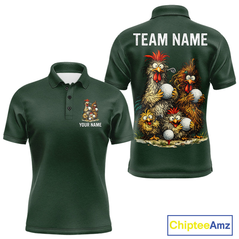 Funny Chicken Golf Polo Shirt Custom Team Name Personalized Golfer Polo Funny Rooster Golf