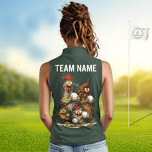 Load image into Gallery viewer, Funny Chicken Womens Sleeveless Golf Polo Shirt Custom Team Name Personalized Golfer Polo Funny Rooster Golf NHT1001