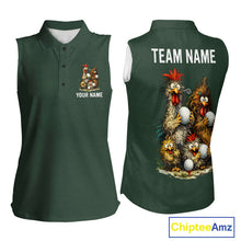 Load image into Gallery viewer, Funny Chicken Womens Sleeveless Golf Polo Shirt Custom Team Name Personalized Golfer Polo Funny Rooster Golf