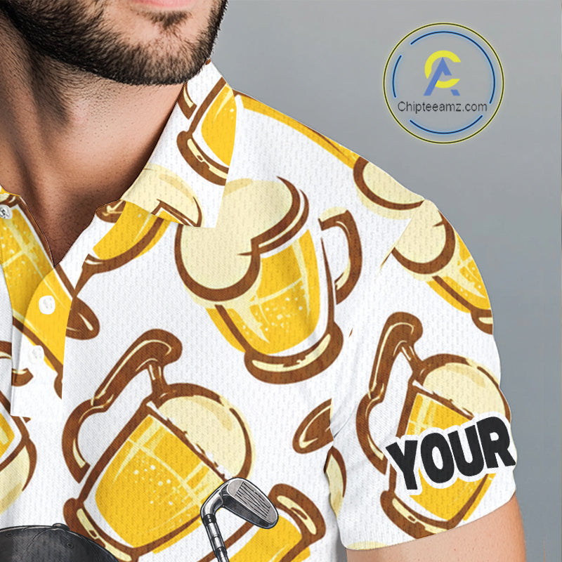 Funny Raccoon Beer Golf Polo Shirt Personalized Name Custom Golf Shirt Golfer Gift For Men