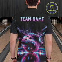 Load image into Gallery viewer, Custom Neon Glow Bowling Jersey, Personalized Purple Cyan Light Polo &amp; Quarter-Zip Shirt NHT1170