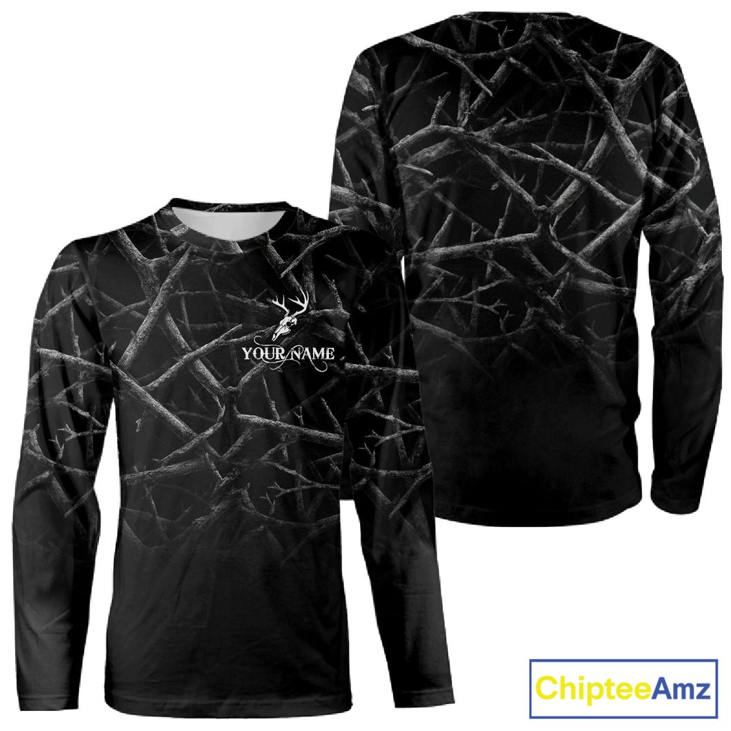 Best Deer Hunting Shirt Black Camo Customize Name 3D All Over Printed Shirts, Hunting Gift NHT82