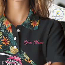 Load image into Gallery viewer, Funny Pink Flamingo Green Tropical Golf Polo Shirt For Womens, Custom Flamingo Golf Shirt For Team NHT656