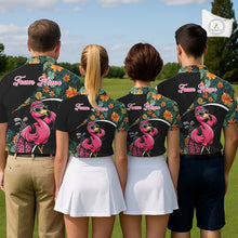 Load image into Gallery viewer, Funny Pink Flamingo Green Tropical Golf Polo Shirt For Men, Custom Flamingo Golf Shirt For Team NHT656