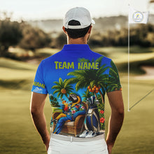 Load image into Gallery viewer, Custom Team Name Tropical Golf Polo Shirt – Funny Macaw Parrot Beach Golf Shirt For Men NHT859