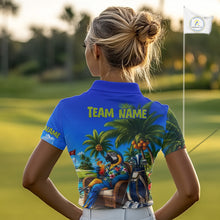 Load image into Gallery viewer, Custom Team Name Tropical Golf Polo Shirt – Funny Macaw Parrot Beach Golf Shirt For Womens NHT859