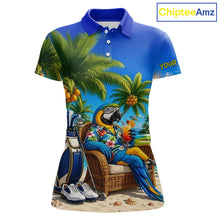 Load image into Gallery viewer, Custom Team Name Tropical Golf Polo Shirt – Funny Macaw Parrot Beach Golf Shirt For Womens NHT859