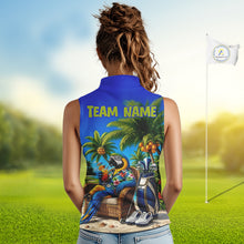 Load image into Gallery viewer, Custom Team Name Tropical Sleeveless Women Golf Polo Shirt – Funny Macaw Parrot Beach Golf Shirt For Womens NHT859