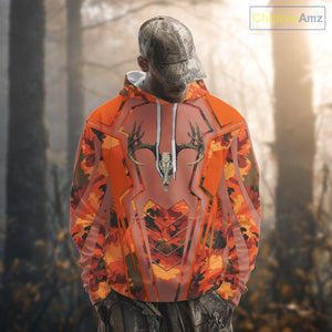 Deer Hunting Shirt Orange Camo 3D All Over Print Buck Head Custom Name Hunting Clothes NHT87