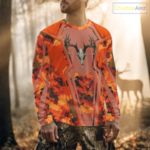 Deer Hunting Shirt Orange Camo 3D All Over Print Buck Head Custom Name Hunting Clothes NHT87