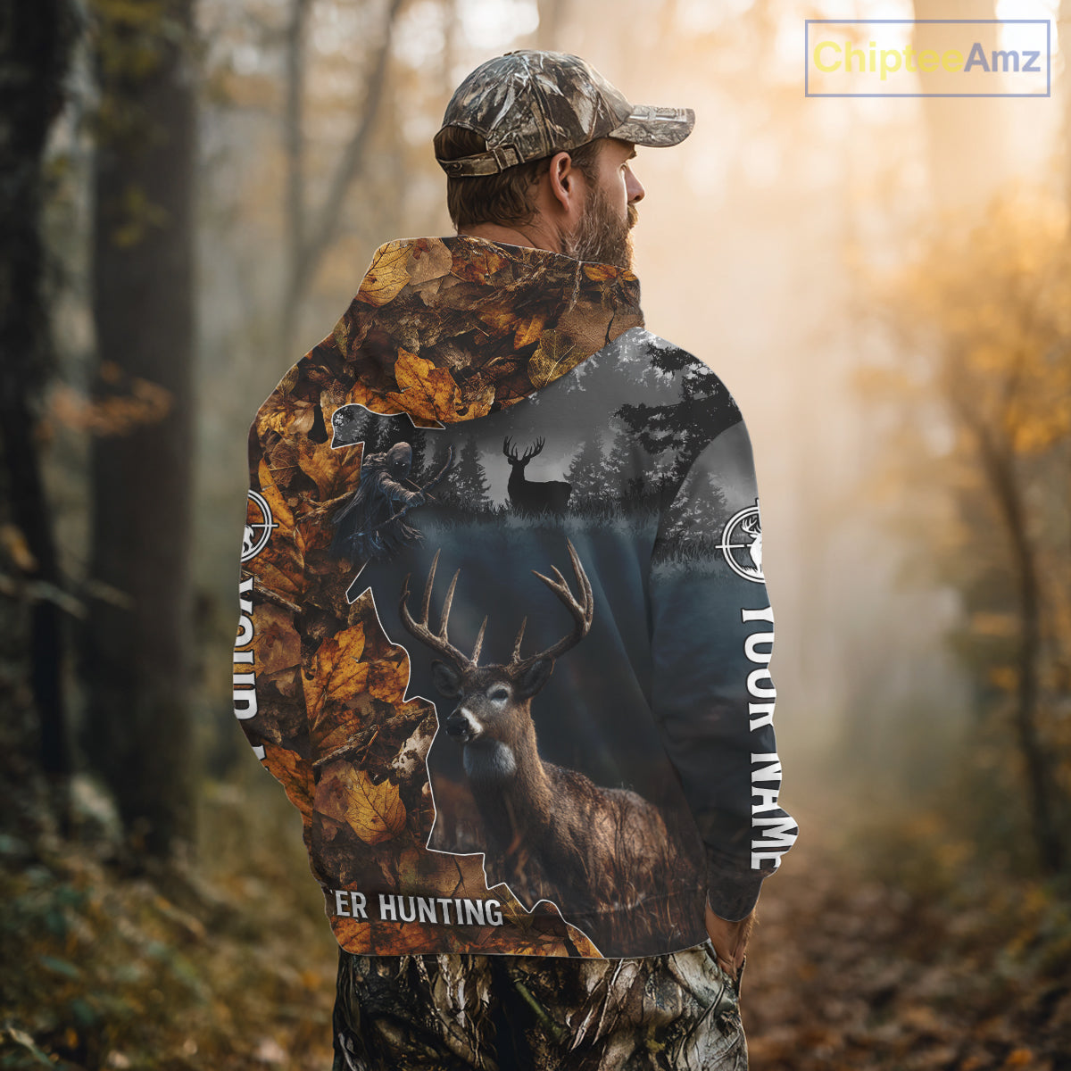 Personalized Grim Reaper Deer Hunting 3D Camo Shirt , Deer Hunting Shirt NHT278