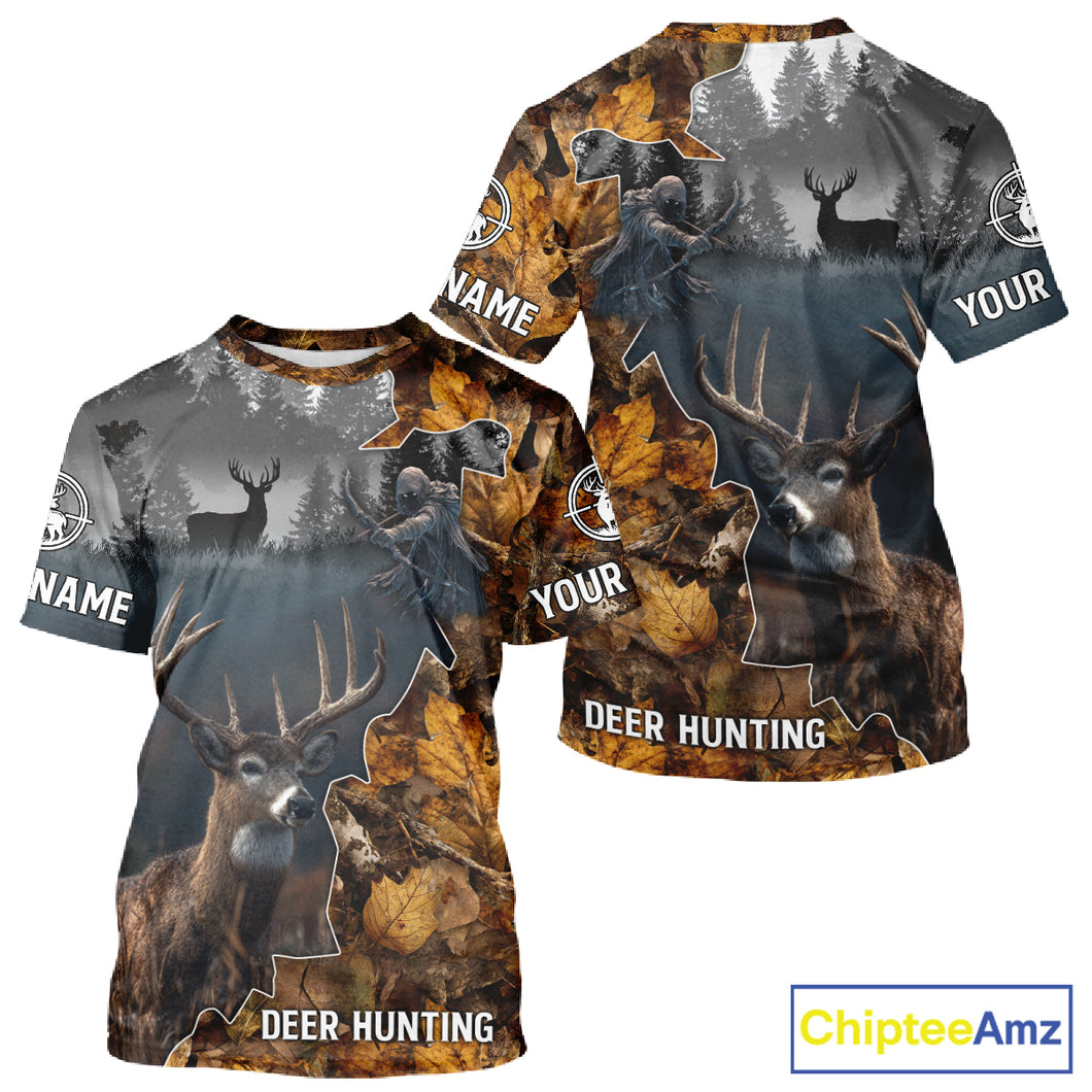 Personalized Grim Reaper Deer Hunting 3D Camo Shirt , Deer Hunting Shirt NHT278
