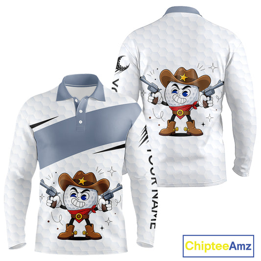 Funny Mens Golf Polo Shirts Custom Cowboy Golf Ball Golf Outfits, Best Golf Gifts NHT860