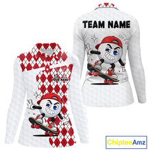 Load image into Gallery viewer, Womens Golf Polo Shirt Argyle Pattern Golf Shirts For Womens Funny Golf Ball Shirt Gifts|Red  NHT861