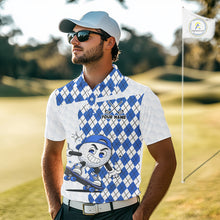 Load image into Gallery viewer, Mens Golf Polo Shirt Argyle Pattern Golf Shirts For Mens Funny Golf Ball Shirt Gifts|Blue NHT862