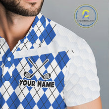 Load image into Gallery viewer, Mens Golf Polo Shirt Argyle Pattern Golf Shirts For Mens Funny Golf Ball Shirt Gifts|Blue NHT862