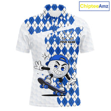 Load image into Gallery viewer, Mens Golf Polo Shirt Argyle Pattern Golf Shirts For Mens Funny Golf Ball Shirt Gifts|Blue NHT862