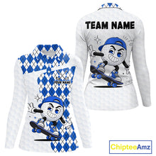 Load image into Gallery viewer, Womens Golf Polo Shirt Argyle Pattern Golf Shirts For Womens Funny Golf Ball Shirt Gifts|Blue NHT862