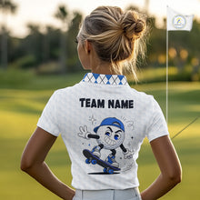 Load image into Gallery viewer, Womens Golf Polo Shirt Argyle Pattern Golf Shirts For Womens Funny Golf Ball Shirt Gifts|Blue NHT862