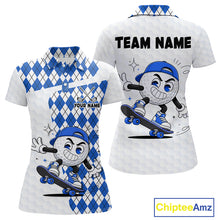 Load image into Gallery viewer, Womens Golf Polo Shirt Argyle Pattern Golf Shirts For Womens Funny Golf Ball Shirt Gifts|Blue NHT862