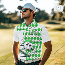 Load image into Gallery viewer, Mens Golf Polo Shirt Argyle Pattern Golf Shirts For Mens Funny Golf Ball Shirt Gifts|Green NHT863