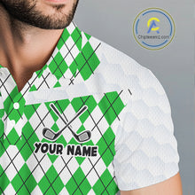 Load image into Gallery viewer, Mens Golf Polo Shirt Argyle Pattern Golf Shirts For Mens Funny Golf Ball Shirt Gifts|Green NHT863