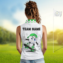 Load image into Gallery viewer, Sleeveless Women Golf Polo Shirt Argyle Pattern Golf Shirts For Womens Funny Golf Ball Shirt Gifts|Green NHT863