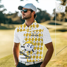 Load image into Gallery viewer, Mens Golf Polo Shirt Argyle Pattern Golf Shirts For Mens Funny Golf Ball Shirtgifts|Yellow NHT864