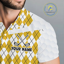 Load image into Gallery viewer, Mens Golf Polo Shirt Argyle Pattern Golf Shirts For Mens Funny Golf Ball Shirtgifts|Yellow NHT864