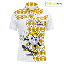 Load image into Gallery viewer, Mens Golf Polo Shirt Argyle Pattern Golf Shirts For Mens Funny Golf Ball Shirtgifts|Yellow NHT864