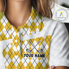 Load image into Gallery viewer, Womens Golf Polo Shirt Argyle Pattern Golf Shirts For Womens Funny Golf Ball Shirtgifts|Yellow NHT864