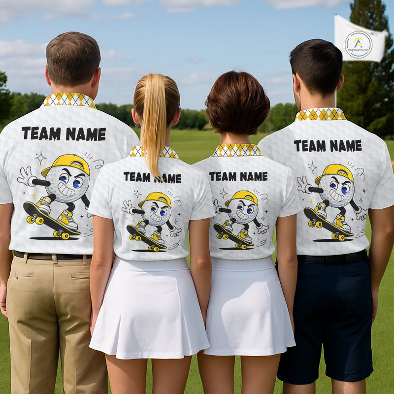 Mens Golf Polo Shirt Argyle Pattern Golf Shirts For Mens Funny Golf Ball Shirtgifts|Yellow NHT864