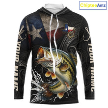 Load image into Gallery viewer, Personalized Texas Largemouth Bass Hooded Fishing Shirt – Custom Name Angler Apparel For Fishermen