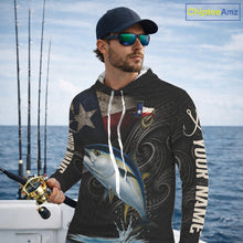 Load image into Gallery viewer, Personalized Texas Tuna Hooded Fishing Shirt – Custom Name Angler Apparel For Fishermen