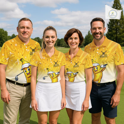 Personalized Banana Womens Golf Shirts Funny Cartoon Short & Long Sleeve Polo NHT1177