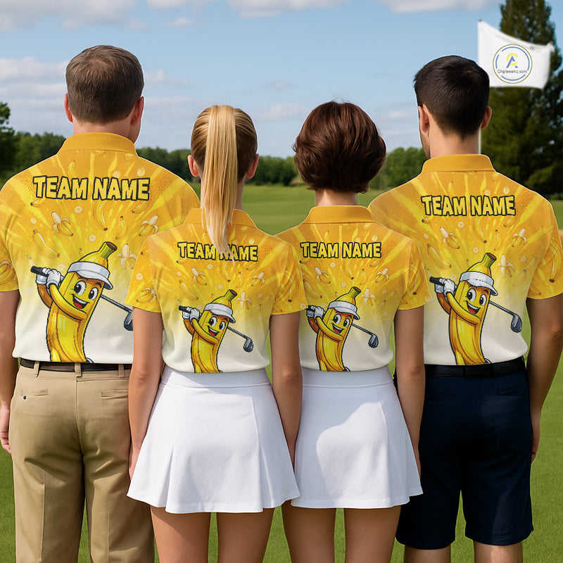 Personalized Banana Womens Golf Shirts Funny Cartoon Short & Long Sleeve Polo NHT1177