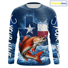 Load image into Gallery viewer, Texas Flag Redfish Fishing Jersey Performance Fishing Shirt, Saltwater Angler Gift For Men 