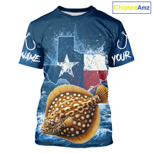 Load image into Gallery viewer, Texas Flag Flounder Fishing Jersey Short Sleeve Fishing T-Shirts , Saltwater Angler Gift For Men 