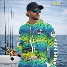 Load image into Gallery viewer, Mahi Mahi Fishing Team Jerseys, Mahi Mahi Fishing Shirts Long Sleeve Hooded Green Camo  NHT614