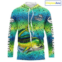 Load image into Gallery viewer, Mahi Mahi Fishing Team Jerseys, Mahi Mahi Fishing Shirts Long Sleeve Hooded Green Camo  NHT614