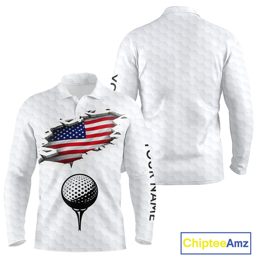 American Flag Personalized Golf Pattern Ball Polo Shirts Patriotic Golf Shirts For Mens NHT676