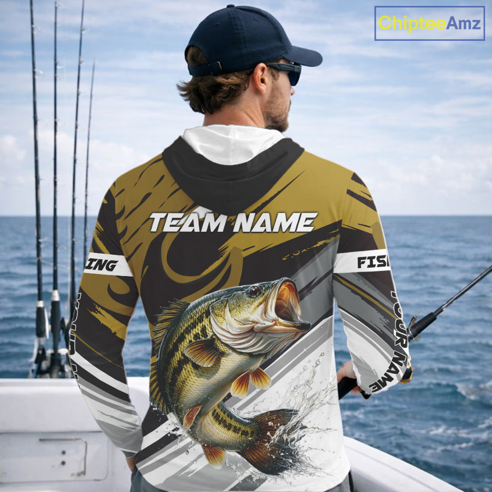Personalized Bass Hooded Fishing Shirts Long Sleeve For Men, Bass Fishing Shirt Sport Jerseys NHT511