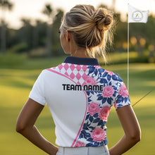 Load image into Gallery viewer, Personalized Pink Tropical Flower  Womens Golf Tops Custom Team Golf Shirts, Familly Team Shirt NHT699