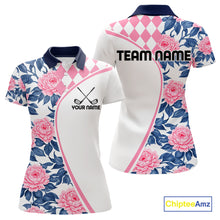 Load image into Gallery viewer, Personalized Pink Tropical Flower  Womens Golf Tops Custom Team Golf Shirts, Familly Team Shirt NHT699