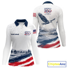 Load image into Gallery viewer, Personalized America 250 Womens Golf Polo Shirt – Patriotic Eagle USA 250Th Anniversary Apparel NHT1032