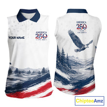 Load image into Gallery viewer, Personalized America 250 Womens Sleeveless Golf Polo Shirt – Patriotic Eagle USA 250Th Anniversary Apparel