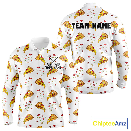 Funny Pizza Pattern Golf Shirt Men's Polo Shirts, Best Golf Polo Golf Shirt For Team NHT777